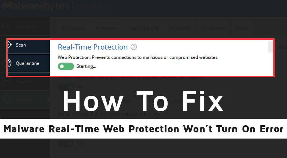 Malwarebytes Web Protection won't Turn on
